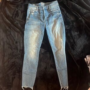 MOTHER Women's Distressed Blue Skinny Jeans